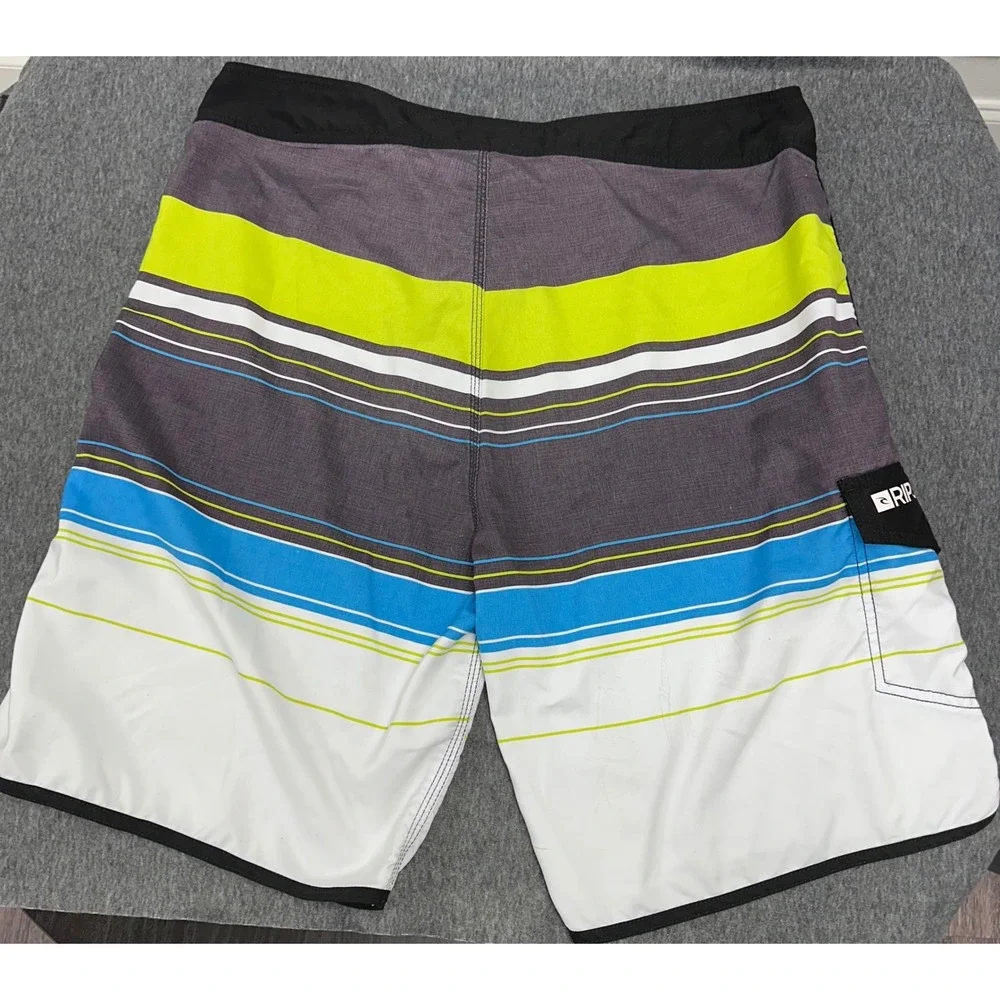 Rip Curl Swim Trunks Striped Board Shorts‎ Drawstring Pocket Surf Size 32